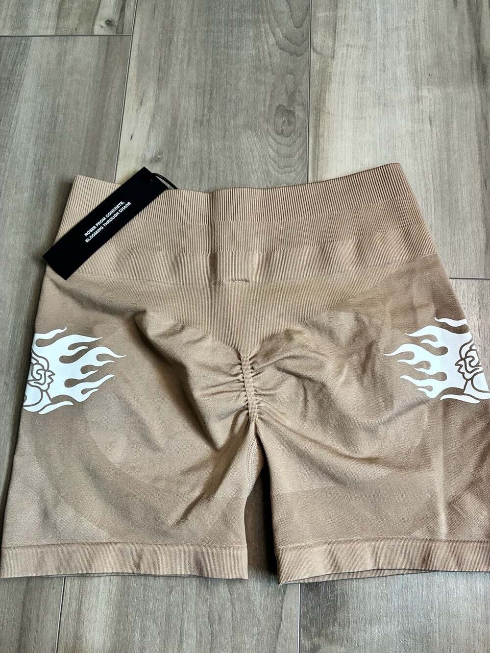 Civil Regime Tan Roses From Concrete Seamless Scrunch Shorts Large